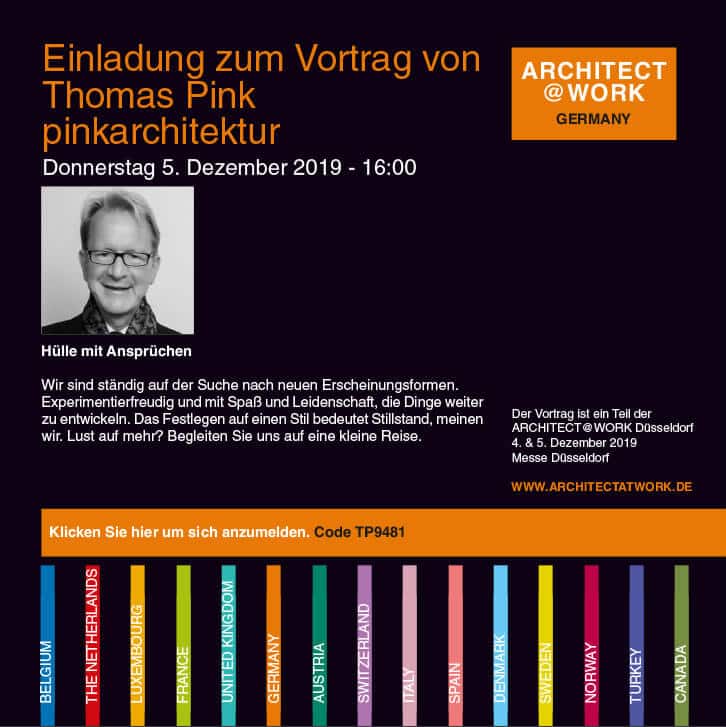 Einladung Vortrag Thomas Pink architect@work